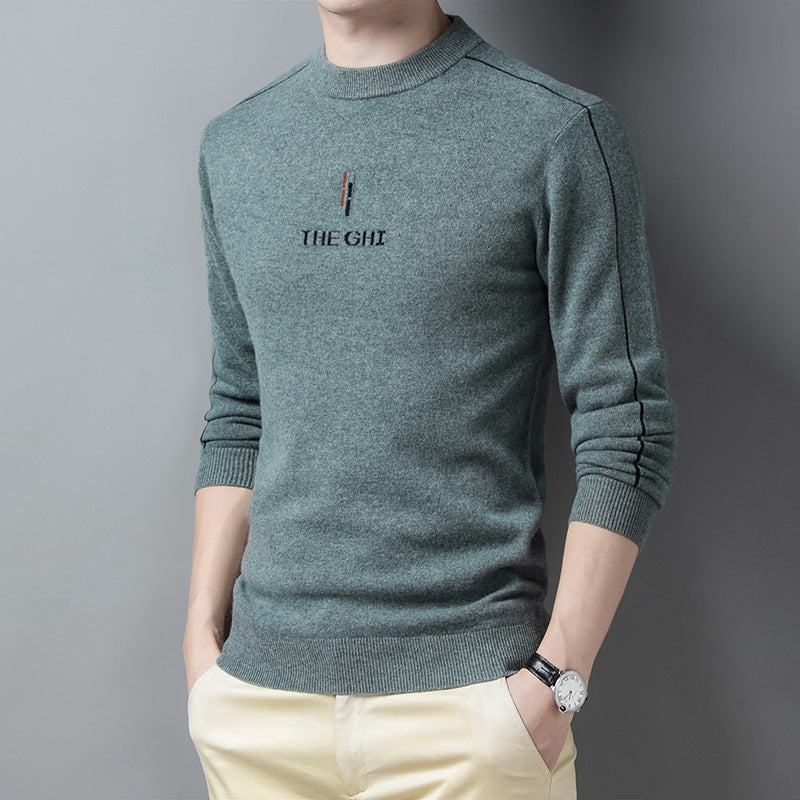 Half Tall Round Neck Pure Woolen Sweater Man