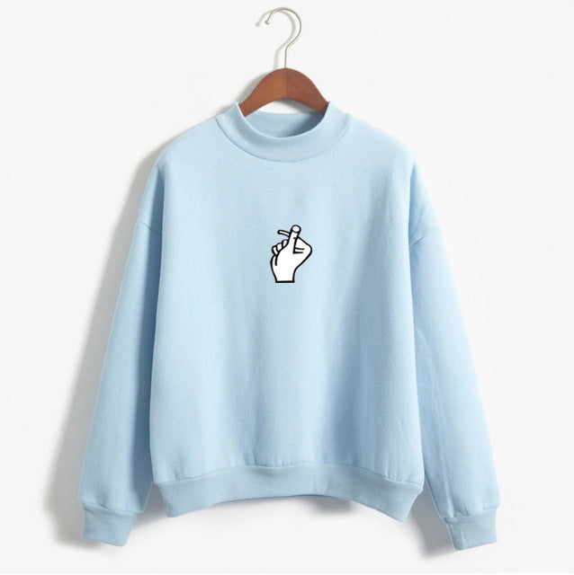 Fast Selling Popular Women''s Clothing Korean Ulzzang Love Finger Than Heart Gesture Plush Sweater