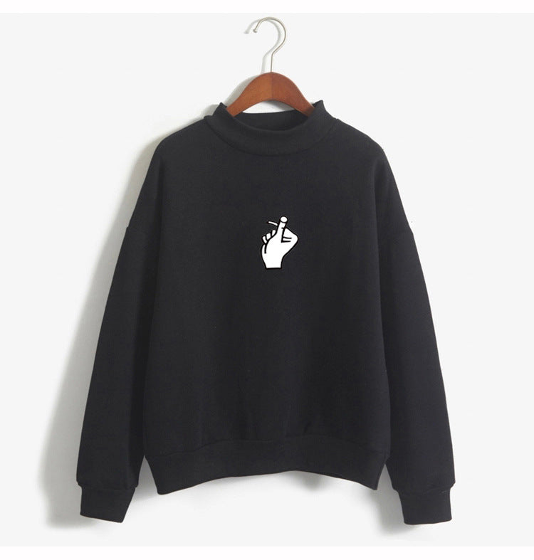 Fast Selling Popular Women''s Clothing Korean Ulzzang Love Finger Than Heart Gesture Plush Sweater