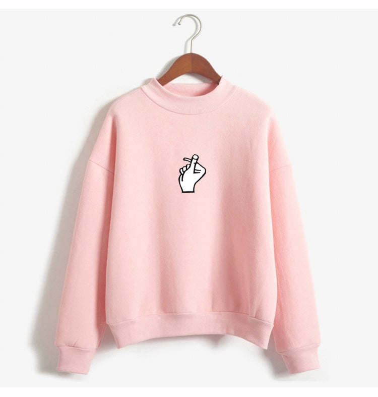 Fast Selling Popular Women''s Clothing Korean Ulzzang Love Finger Than Heart Gesture Plush Sweater