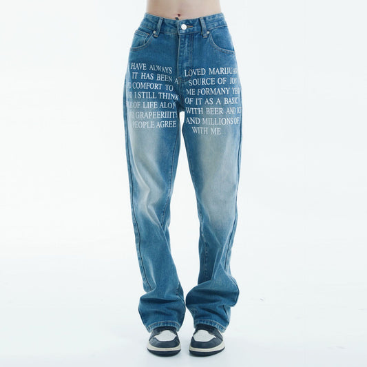 Denim Straight-leg Trousers Men And Women