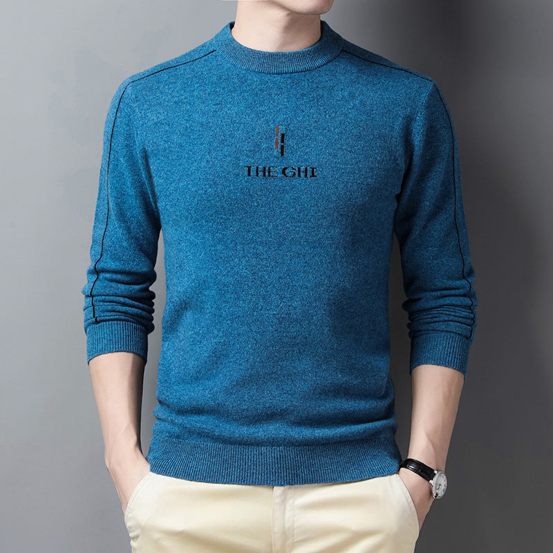 Half Tall Round Neck Pure Woolen Sweater Man