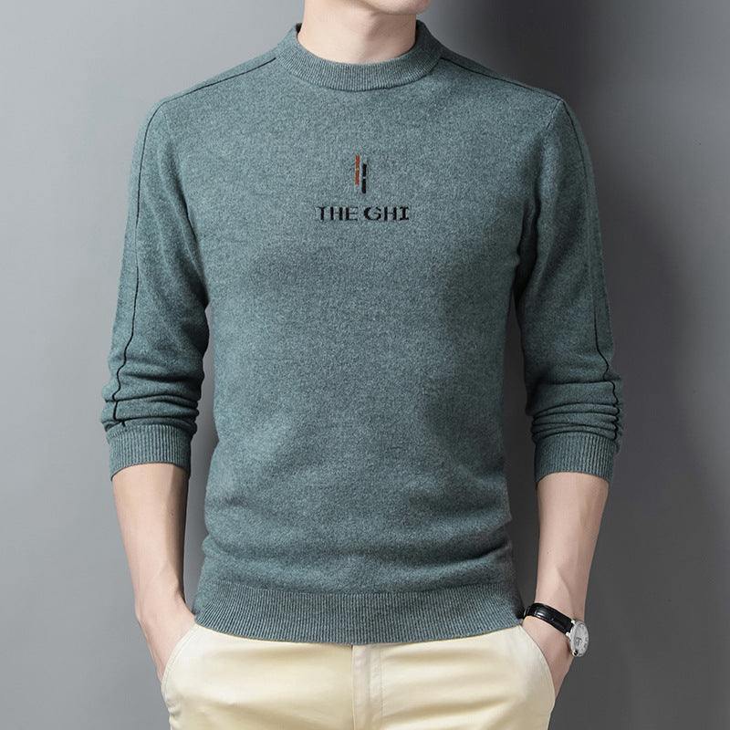 Half Tall Round Neck Pure Woolen Sweater Man