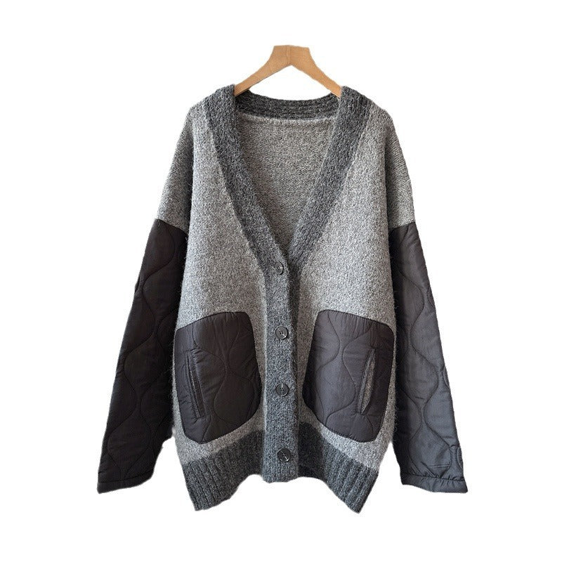 Retro Colorblock Sweater Coat Women