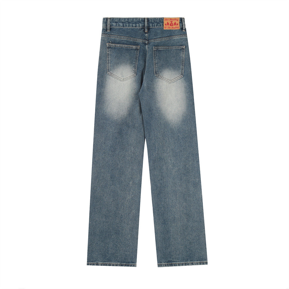 Denim Straight-leg Trousers Men And Women