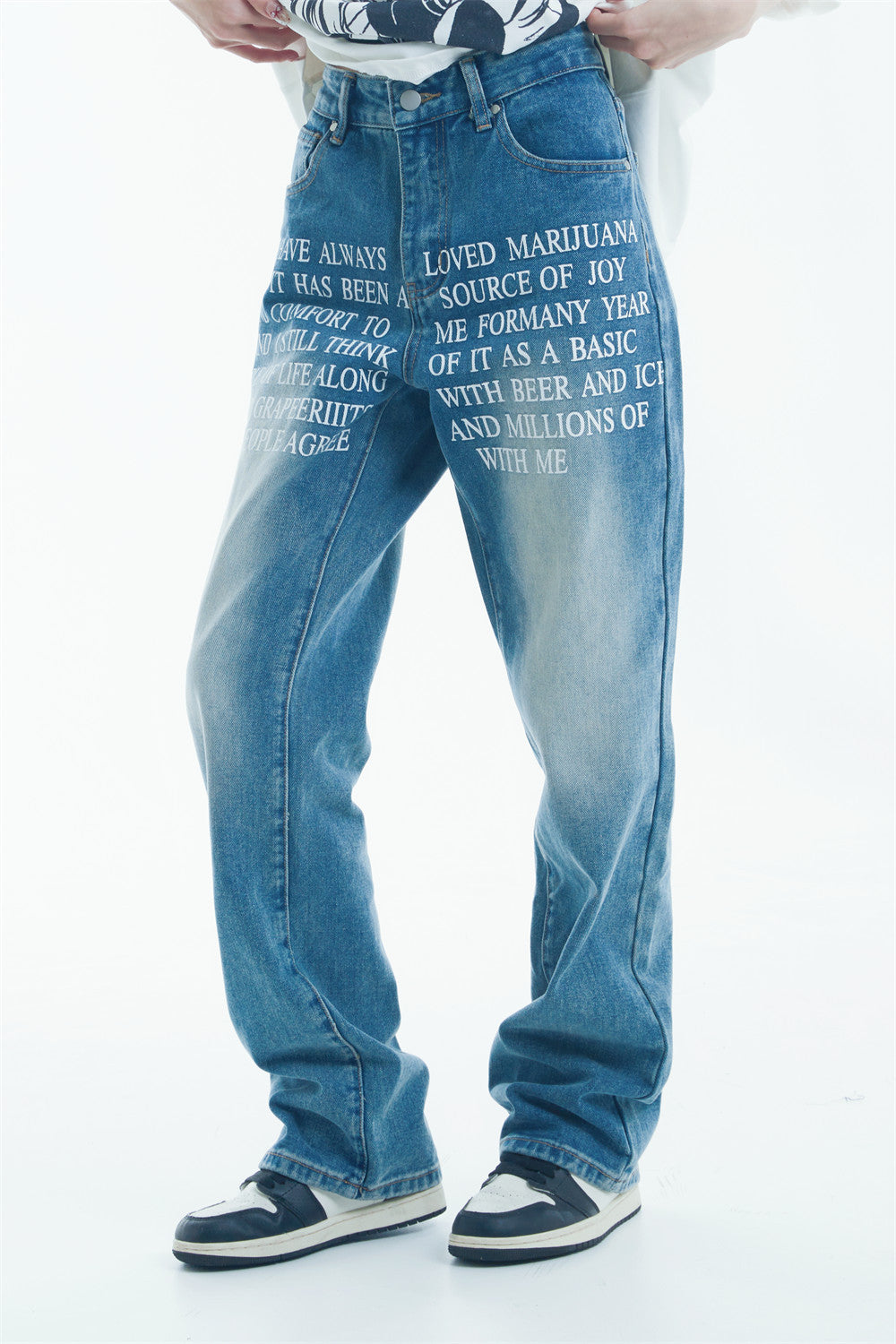 Denim Straight-leg Trousers Men And Women