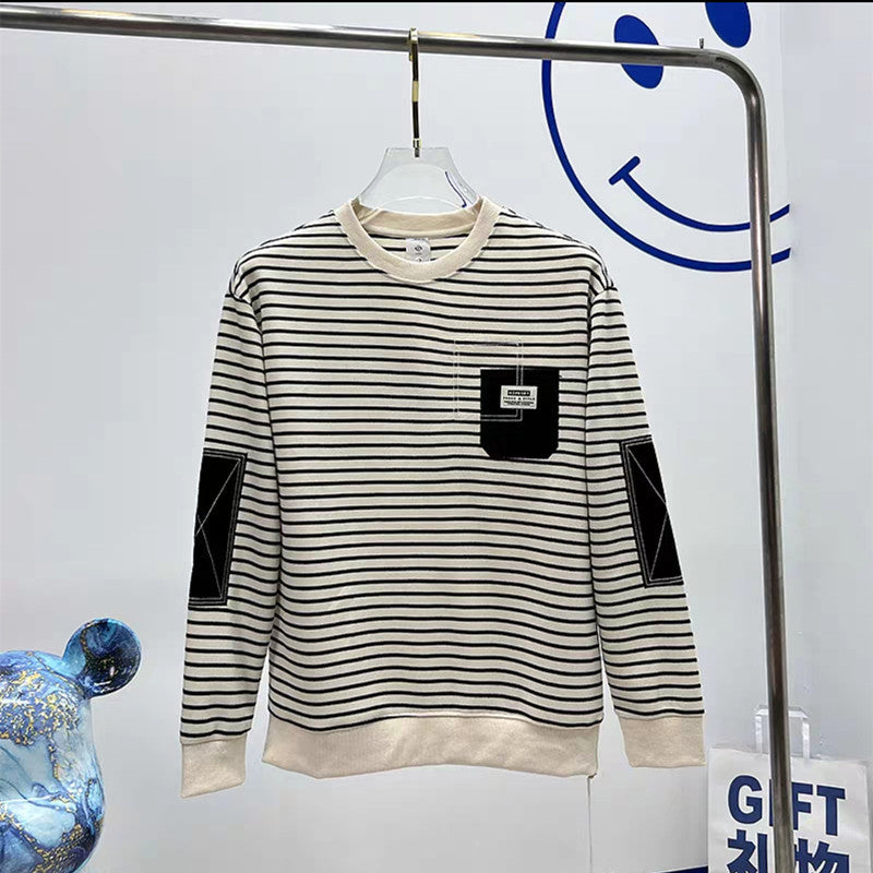 Autumn New Round Neck Pullover Stripe Sweater Man